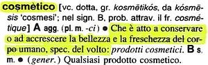"Cosmetico" dallo Zingarelli
